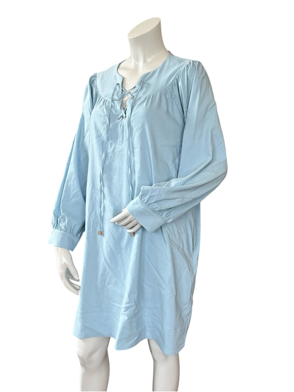 Tuckernuck Pomander Place Robbie Baby Blue Long Sleeve Mini Shift Dress Large - Picture 7 of 9